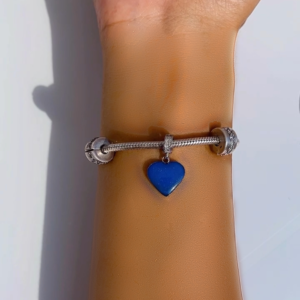 charms à personnaliser breloque connectée bleu en acier inoxydable