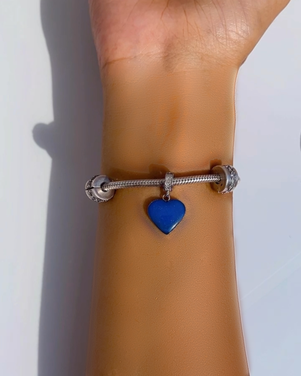 charms à personnaliser breloque connectée bleu en acier inoxydable