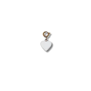 charm NFC en forme de coeur doré et résine blanche