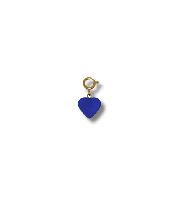 charm NFC en forme de coeur doré et résine bleue