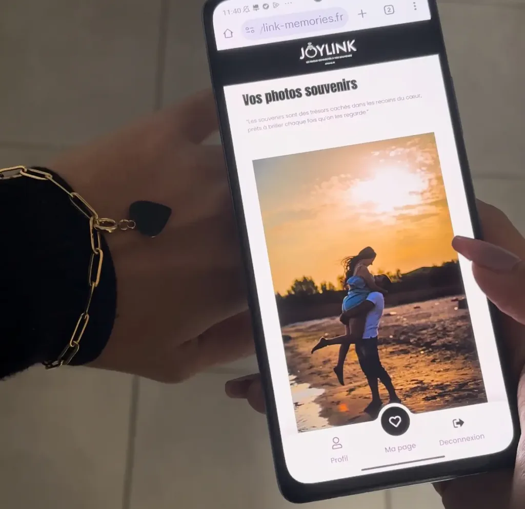 Espace souvenirs d'un bijou NFC
